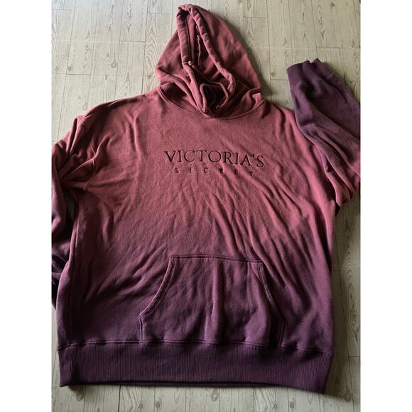 Victoria’s Secret Oversized Hoodie Sweatshirt Burgundy Ombre XL - Picture 1 of 7